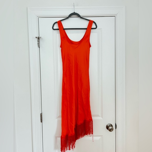 Steve Madden Bright Orange Fringe Maxi Dress - Picture 9 of 11